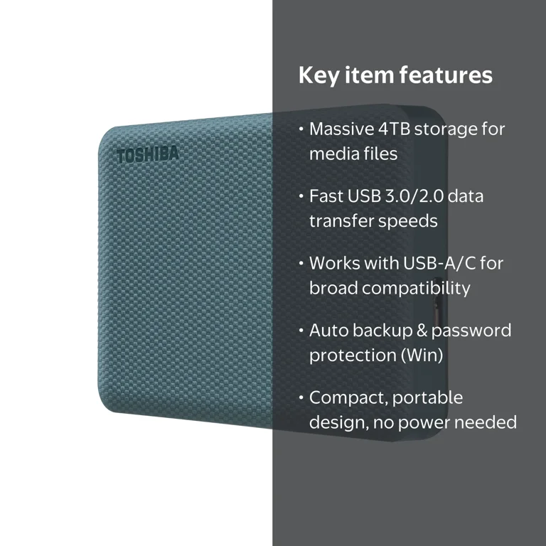 CANVIO Advance Plus 4TB Green Portable External Hard Drive for PC