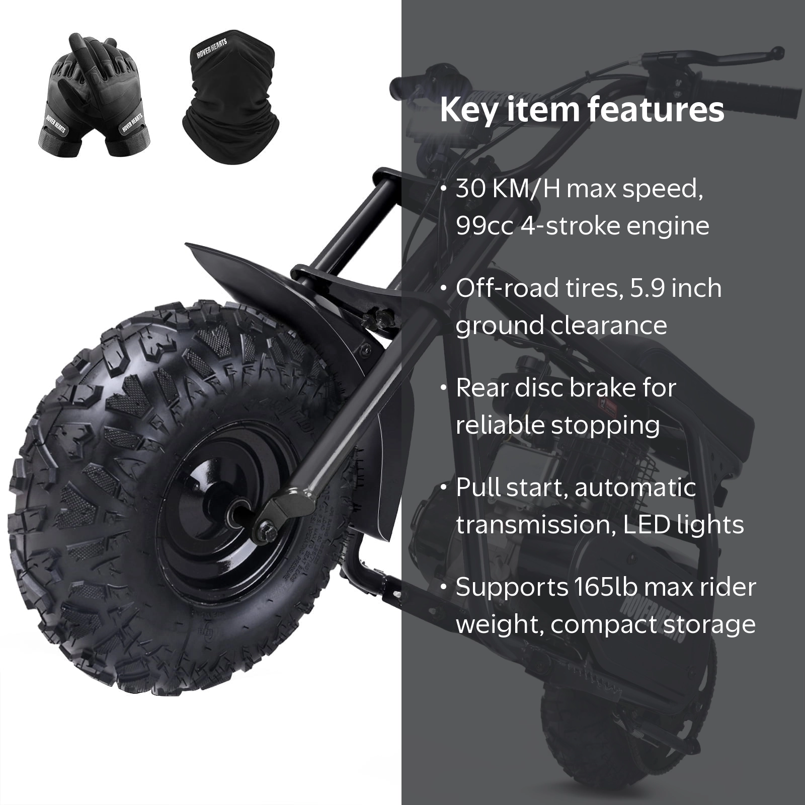 HOVERHEART Gas Mountain Bike, 105cc 4-Stroke Gas Powered Off Road