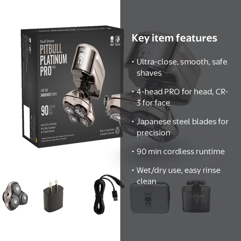 Skull Shaver Pitbull Platinum PRO PX5 Head & Face Shaver + Bonus