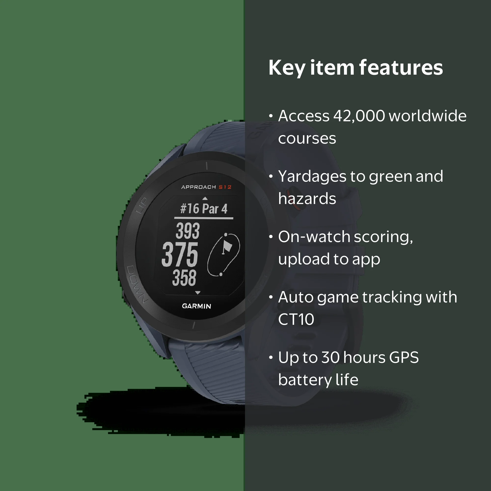 Garmin Approach S12 Golf GPS Watch, Granite Blue - Walmart.com