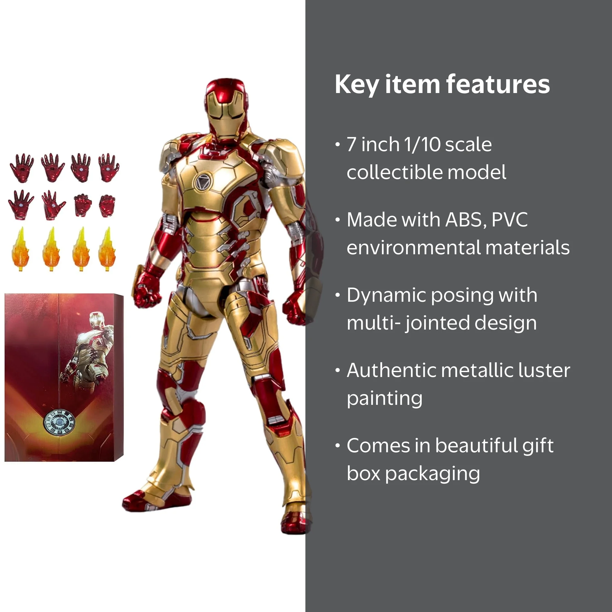 OVONNI 7 Inch Ironman MK42 Action Figure,Exquisite Painting