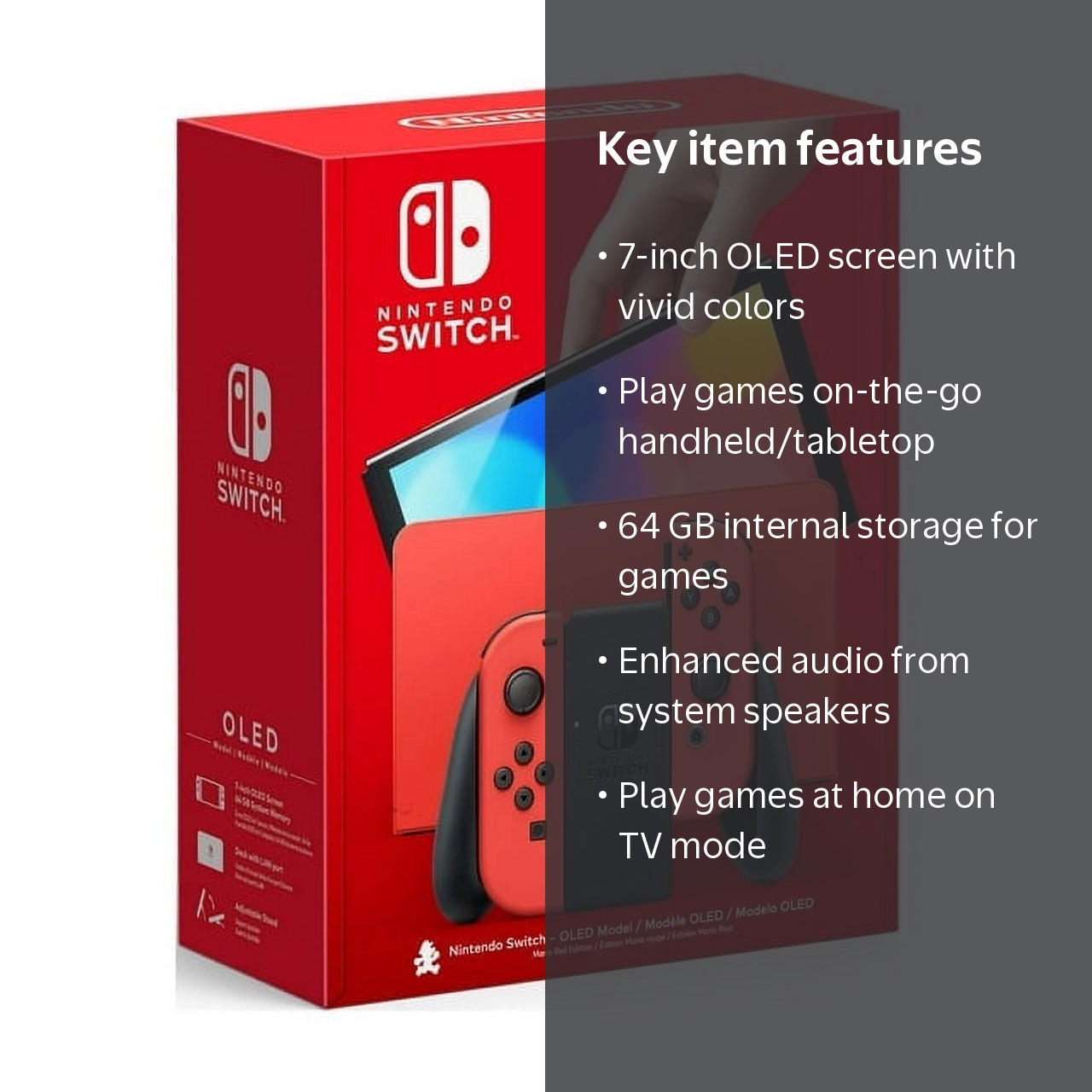 Nintendo Switch OLED Home Gaming Console Red Edition, 7-inch