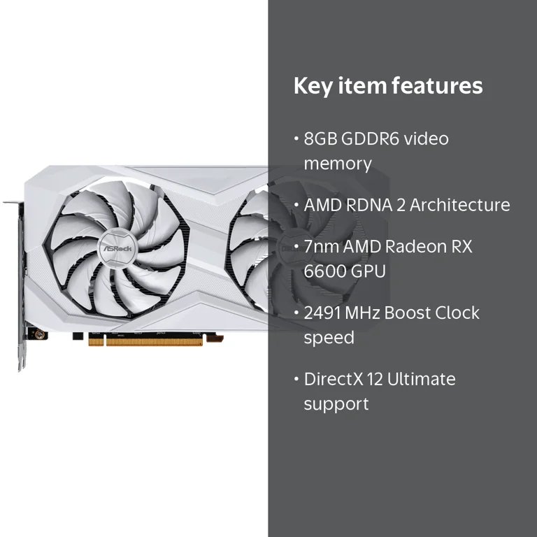 ASRock Radeon RX 6600 Challenger White 8GB GDDR6 PCIe 4.0 Graphics
