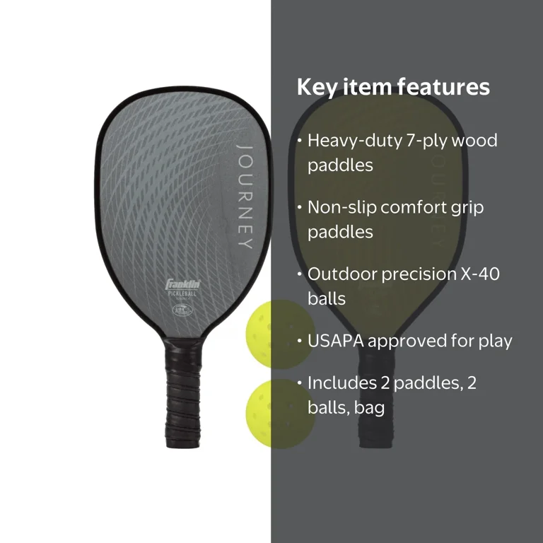 Franklin Sports 2 Player Wood Journey Pickleball Paddle and Ball
