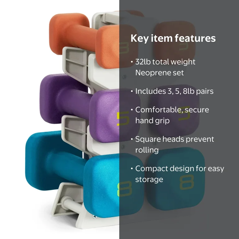 CAP 32 lb Neoprene Zen Dumbbell Set with Rack - Walmart.com
