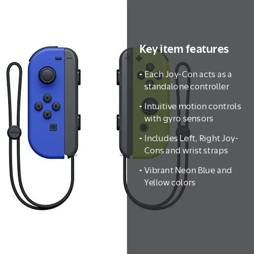 Nintendo, Joy-Con Pair, Neon Blue & Neon Yellow, for Nintendo
