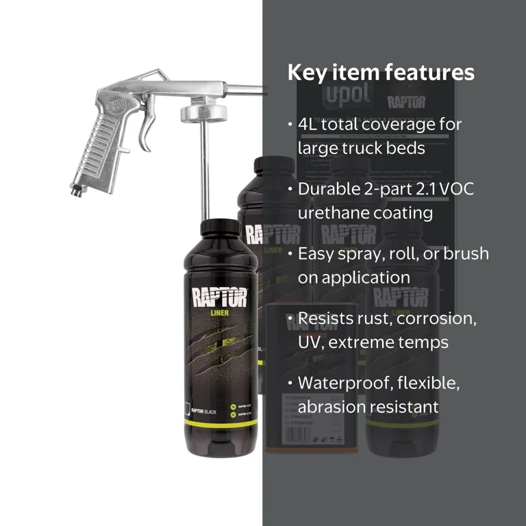 U-POL Raptor Black Urethane Spray-On Truck Bed Liner & Hardener