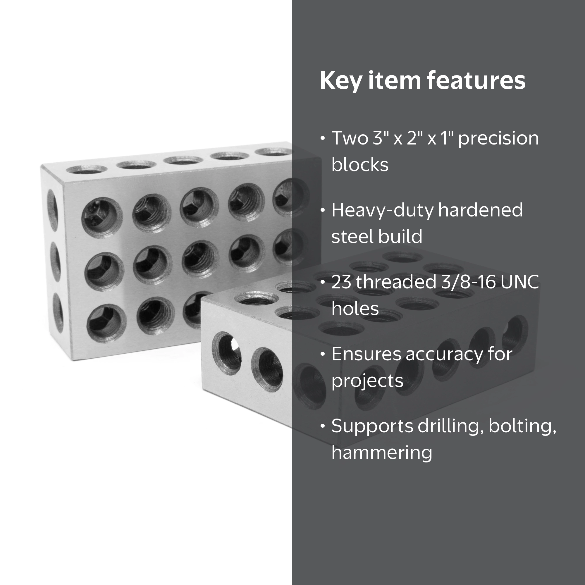 WEN 3 x 2 x 1-Inch Steel-Hardened Precision 123 Blocks, Two Pack