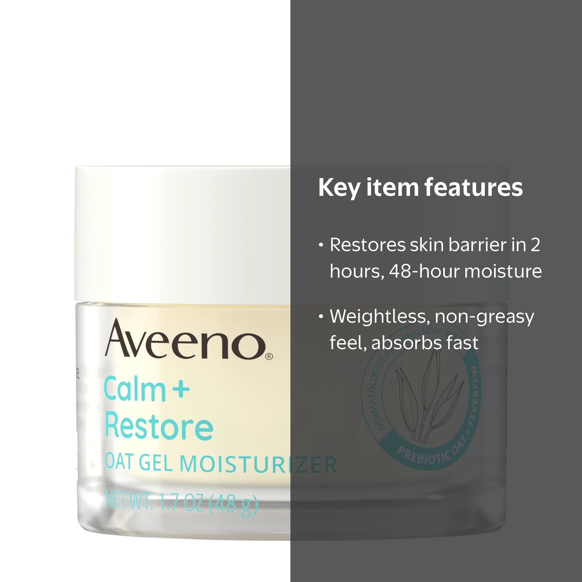 Aveeno Calm + Restore Oat Gel Face Moisturizer, 1.7 oz - Walmart.com