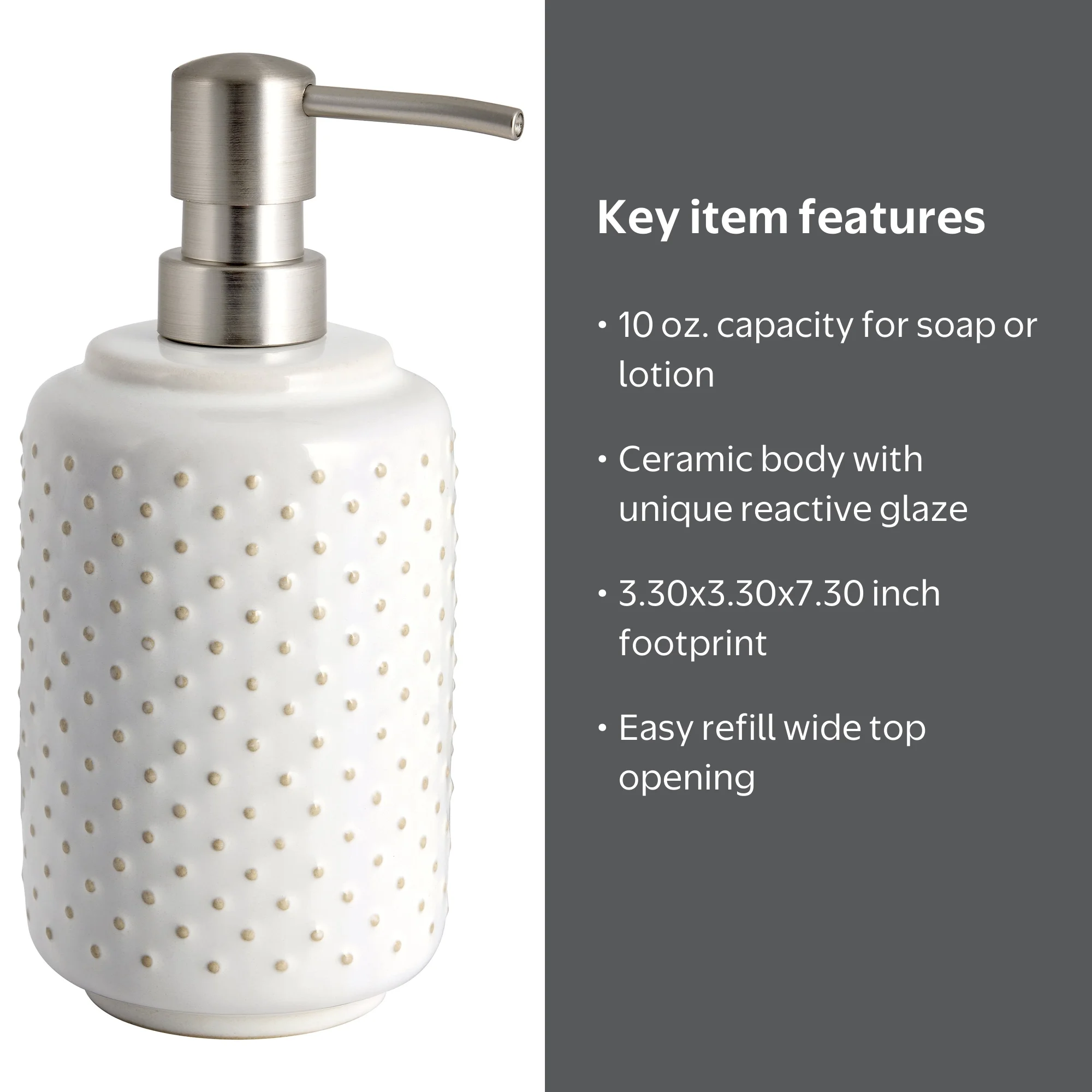 Better Homes & Gardens Ceramic Lotion Pump Creamy White 10 oz