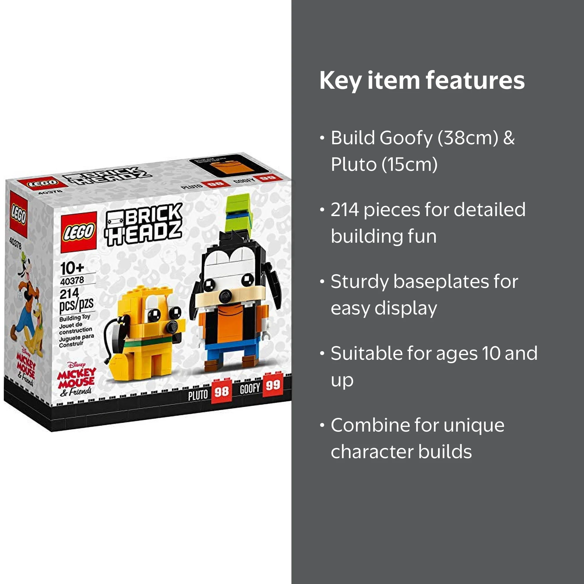 LEGO, BrickHeadz Disney Goofy and Pluto, 40378, Collectible