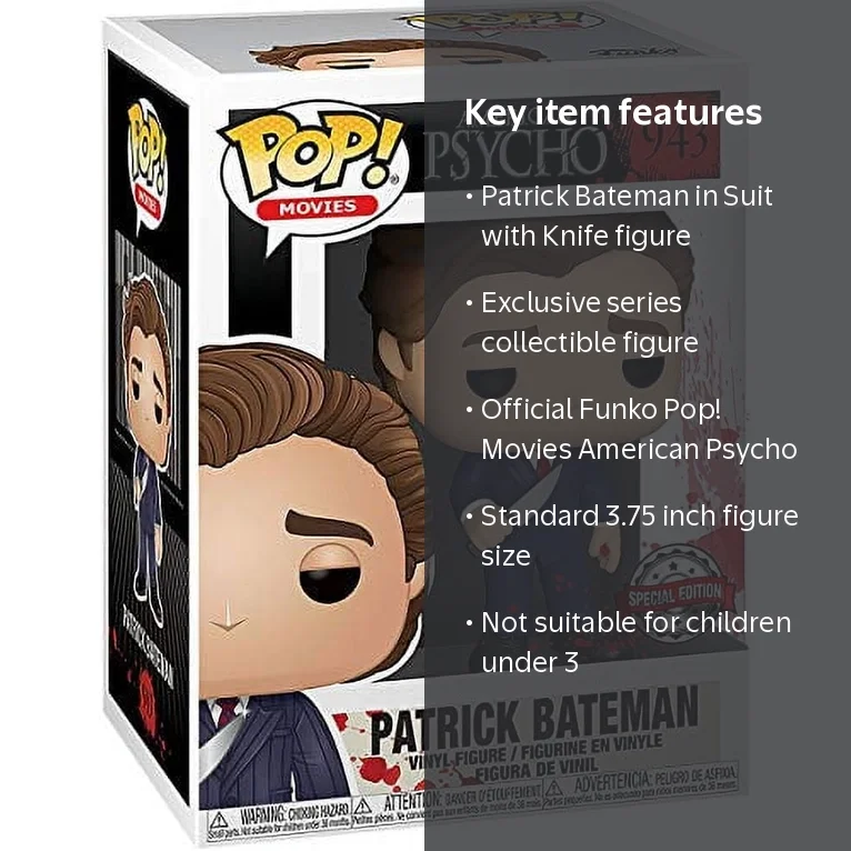 Funko Pop! Movies American Psyco Patrick Bateman in Suit with