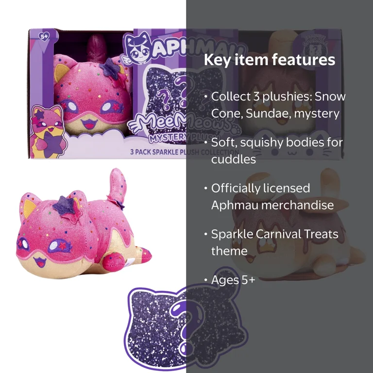 Aphmau 6 inch MeeMeow Plush Toy 3-Pack, Carnival Treats Surprise
