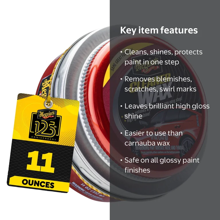 Meguiar's, Cleaner Wax, A1214, 11 Oz Paste Wax with Easy