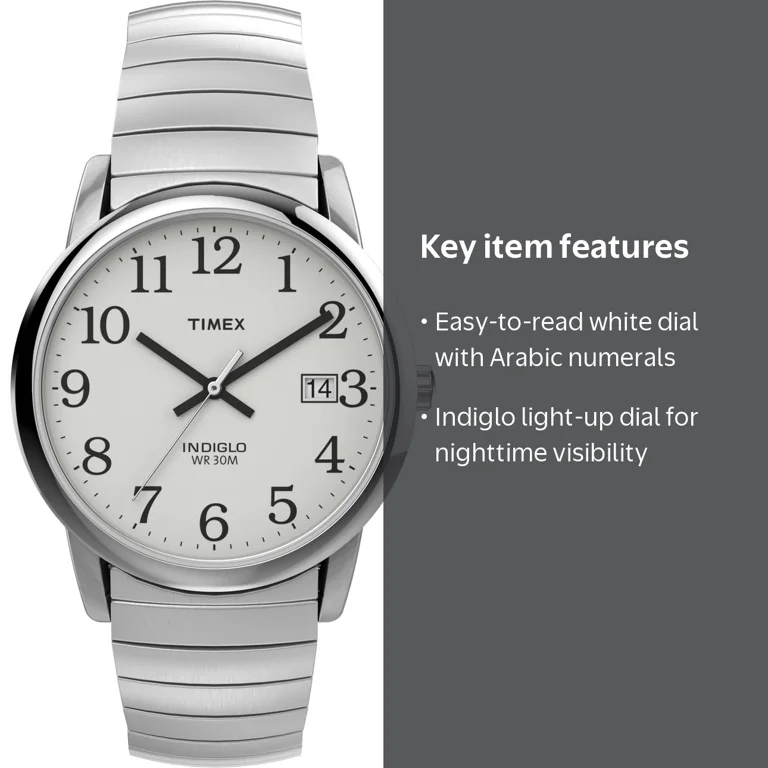 Timex Men's Easy Reader Date Silver White Casual Watch 35mm