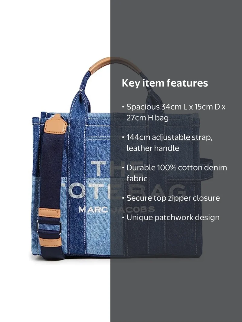 Marc Jacobs Women's The Denim Medium Tote Bag – Handbag Blue