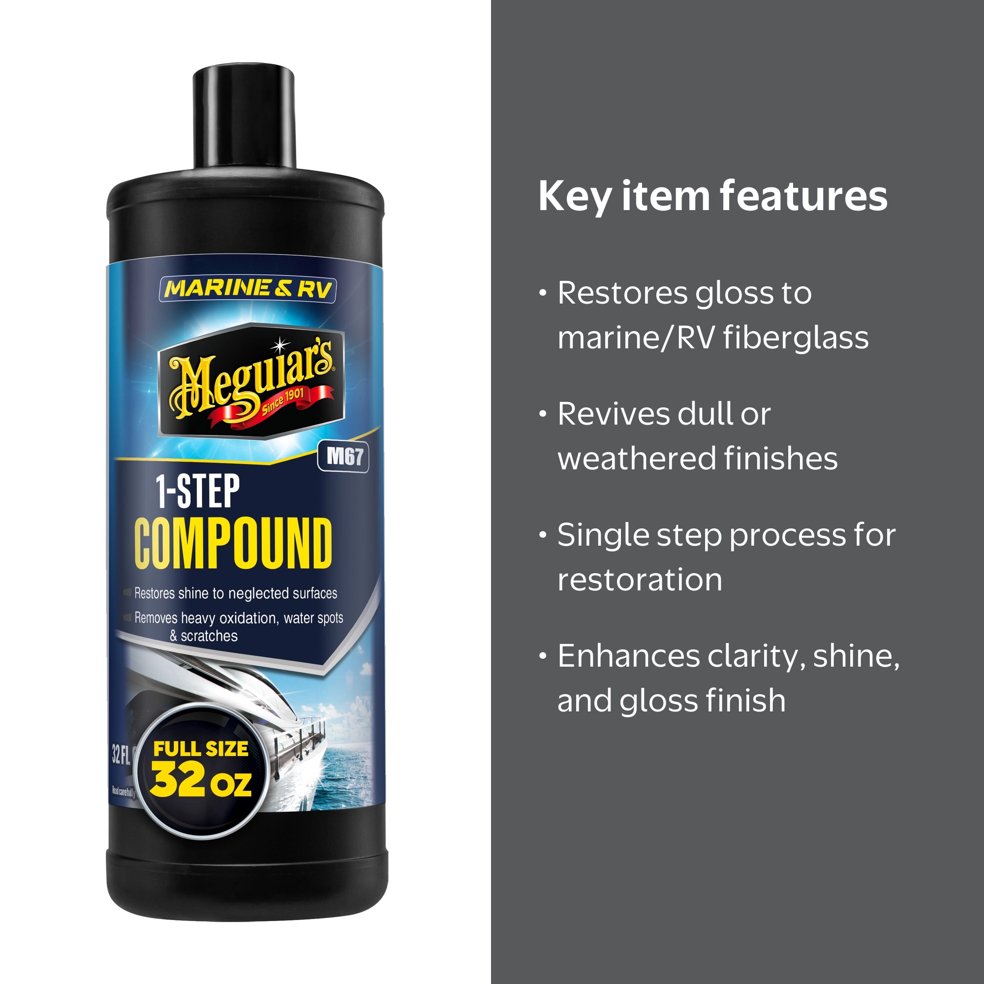 Meguiar's, Marine/RV One Step Compound, M6732, 32 Oz - Walmart.com