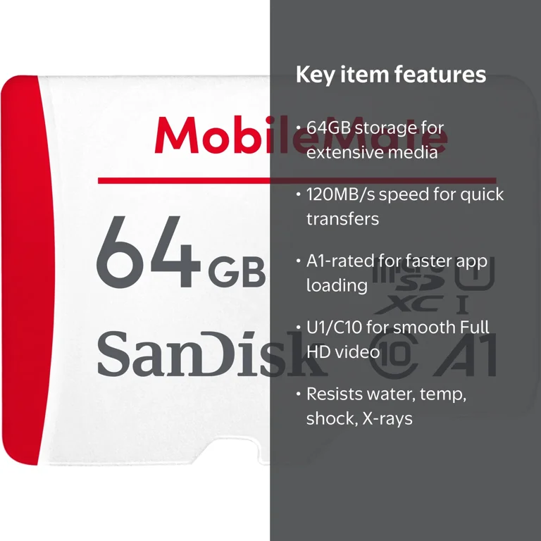 SanDisk 64GB MobileMate microSDXC UHS-1 Memory Card with Adapter
