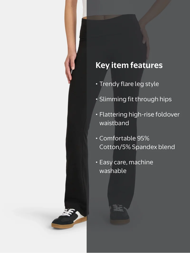No Boundaries Flare Pants with Foldover Waistband, 32'' Inseam