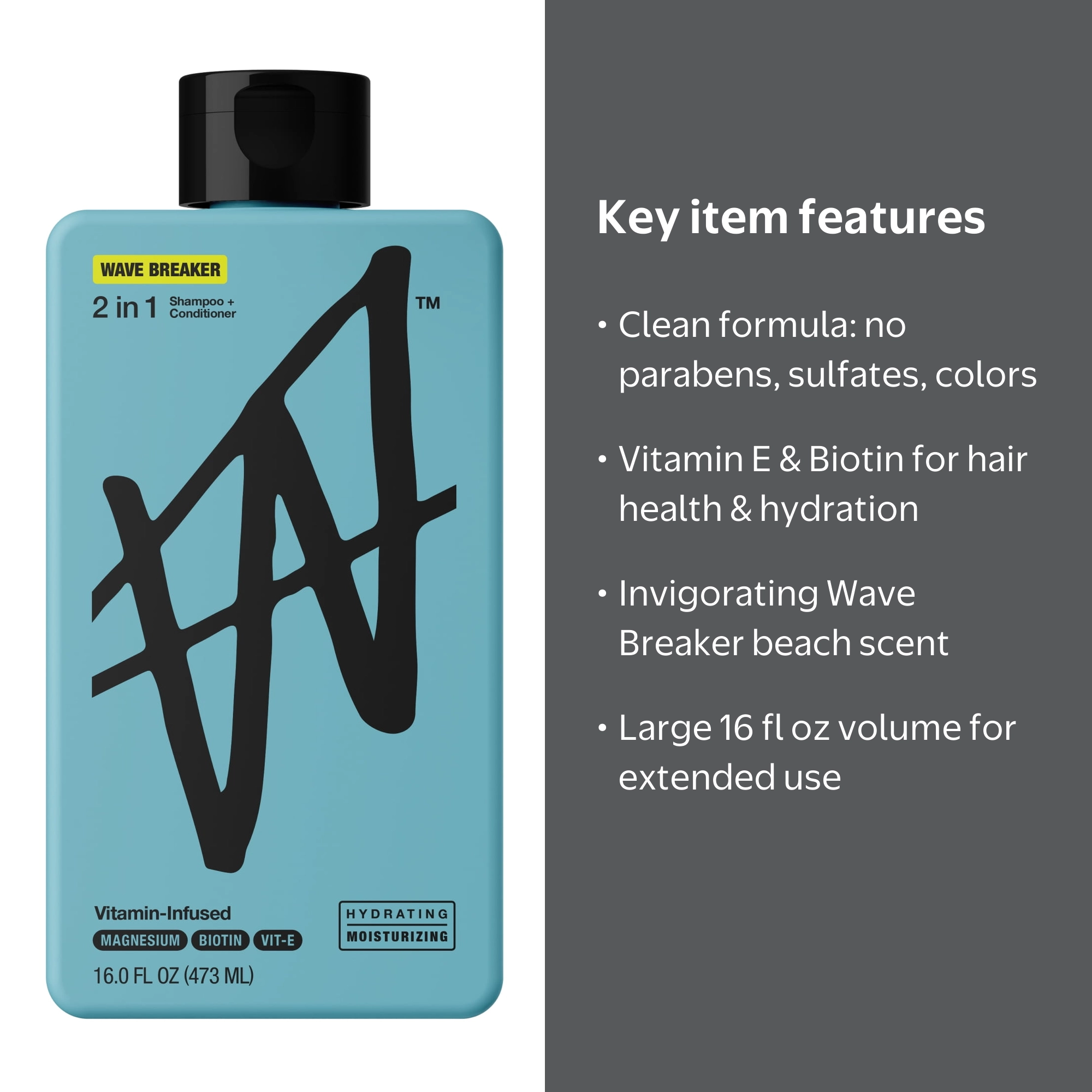 W Hydrating 2in1 Shampoo Conditioner for All Hair Types, Vitamin E