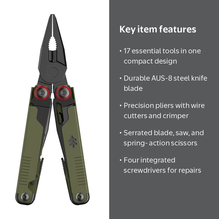 Swiss Tech 17 in 1 Multitool Knife, AUS 8 Steel, Olive - Walmart.com