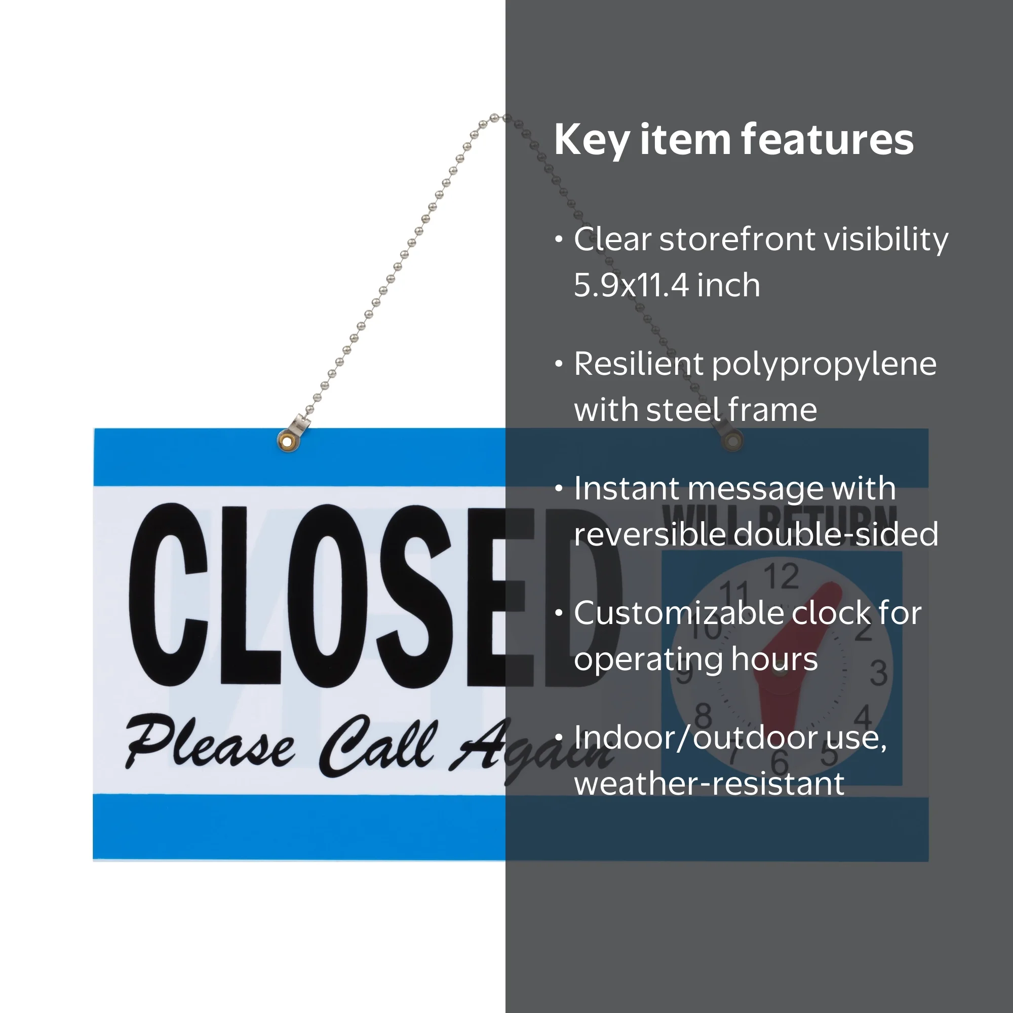 Pen+Gear Reversible Durable Open & Closed Sign, 5.9 x 11.4 in