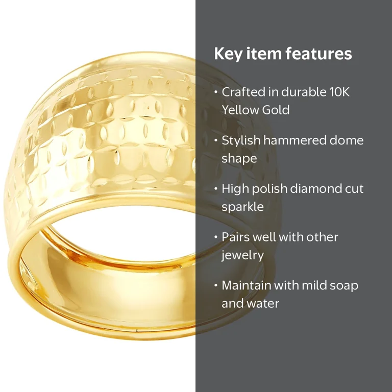 Brilliance Fine Jewelry Womens 10K Yellow Gold Dome Shape Ring