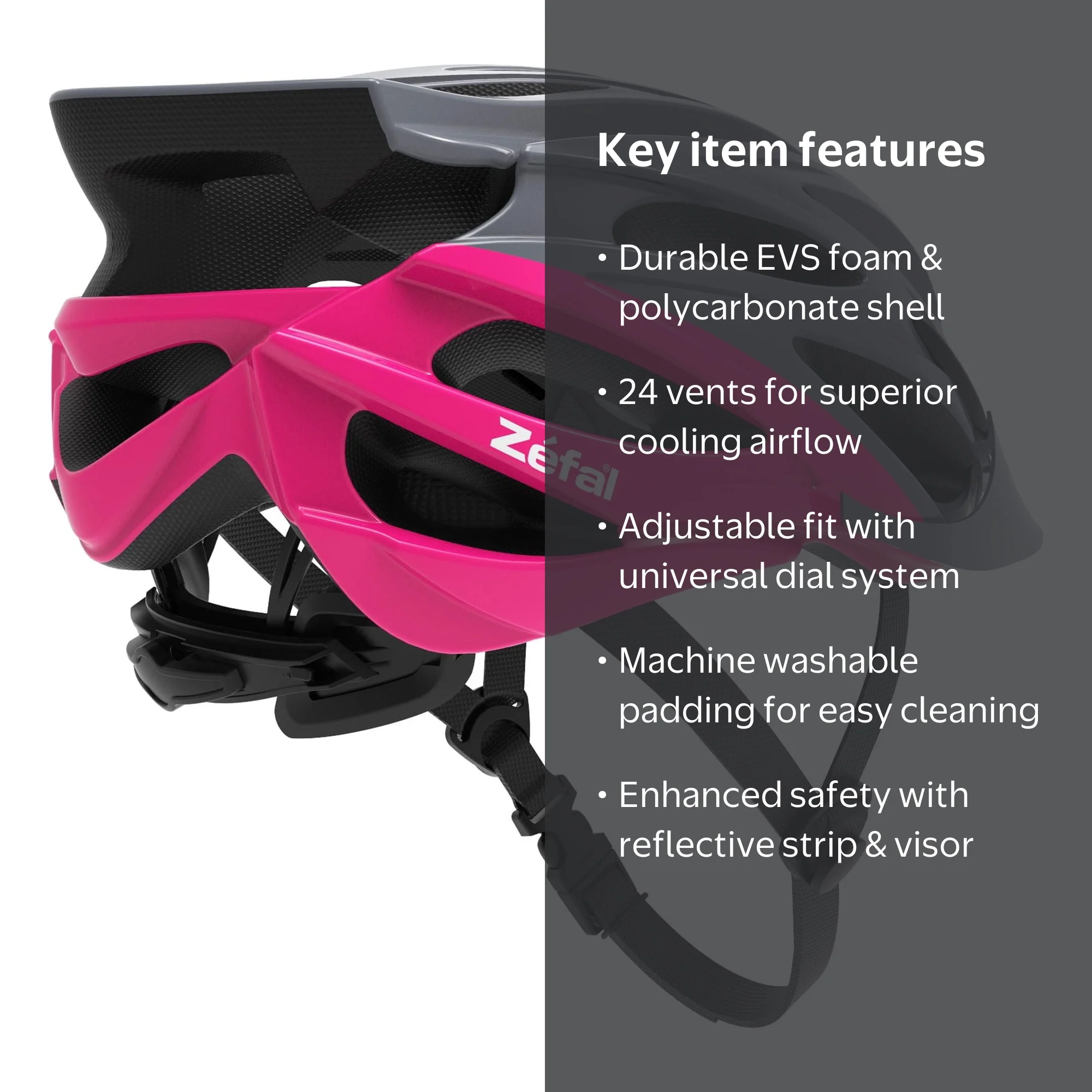 Zefal Women's Pro Gray Pink Bike Helmet (Universal Dial, 24 Large