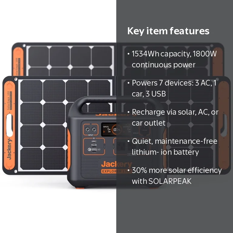 Jackery Solar Generator 1500 with Power Panels for Home & Indoor