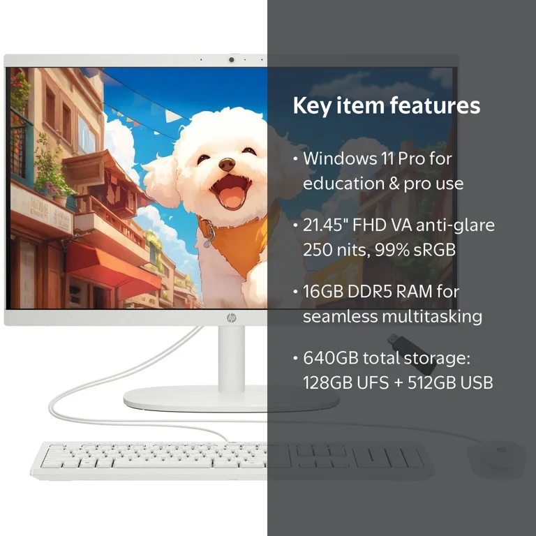 HP 22 Inch All-in-One Desktop Computer Intel Quad Core Processor