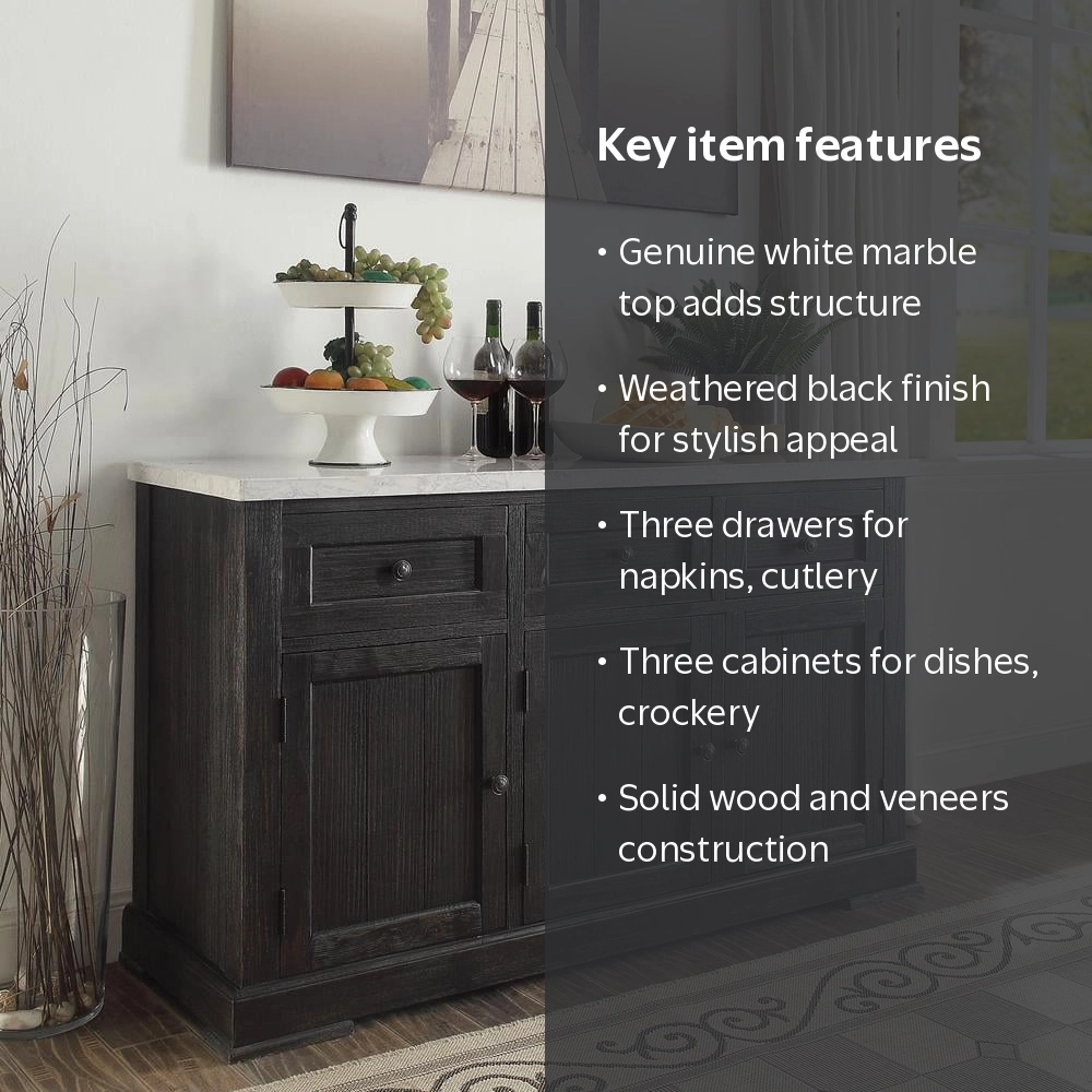 ACME Nolan Server in White Marble and Salvage Dark Oak - Walmart.com