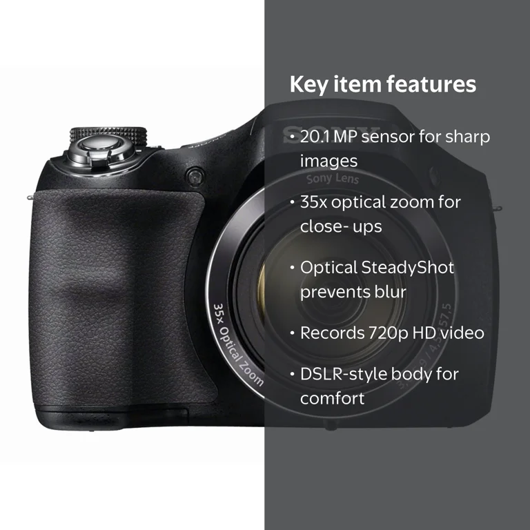 Sony Black DSC-H300/B Digital Camera with 20.1 Megapixels and 35x