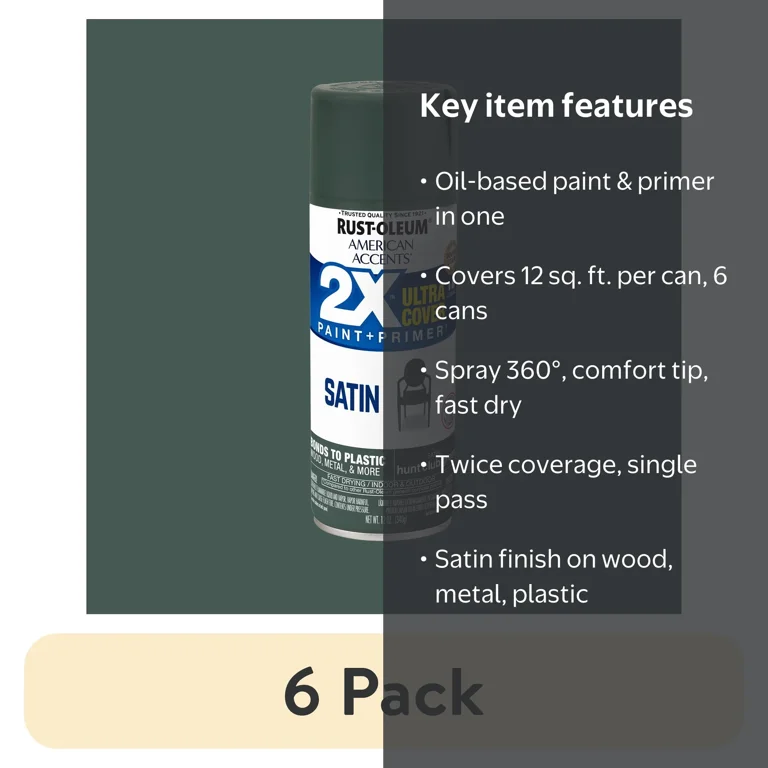 6 pack) Hunt Club Green, Rust-Oleum American Accents 2X Ultra
