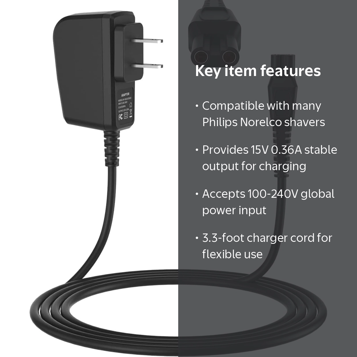 XXSZHY Charger for Philips Norelco Multigroom MG7750, 15V 360mA