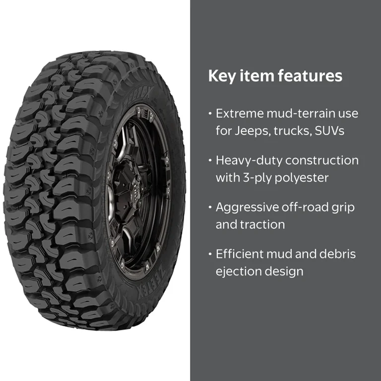 Zeetex, Light Truck Tire, LT35X12.50R17 125Q E, Mud Terrain Off