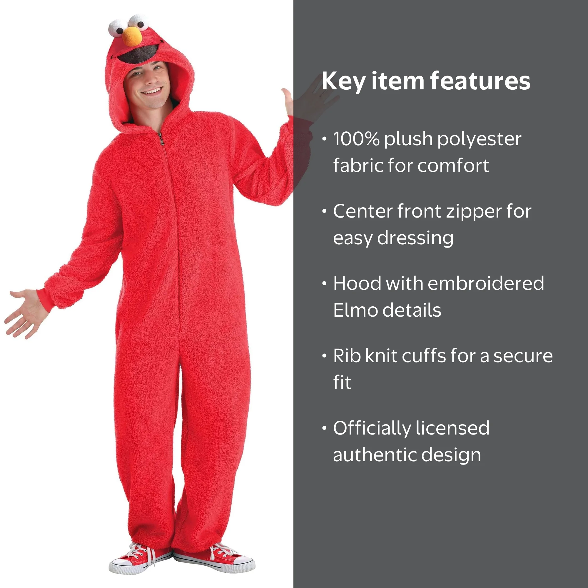 Sesame Street Elmo Adult Halloween Pajama Jumpsuit Onesie Costume