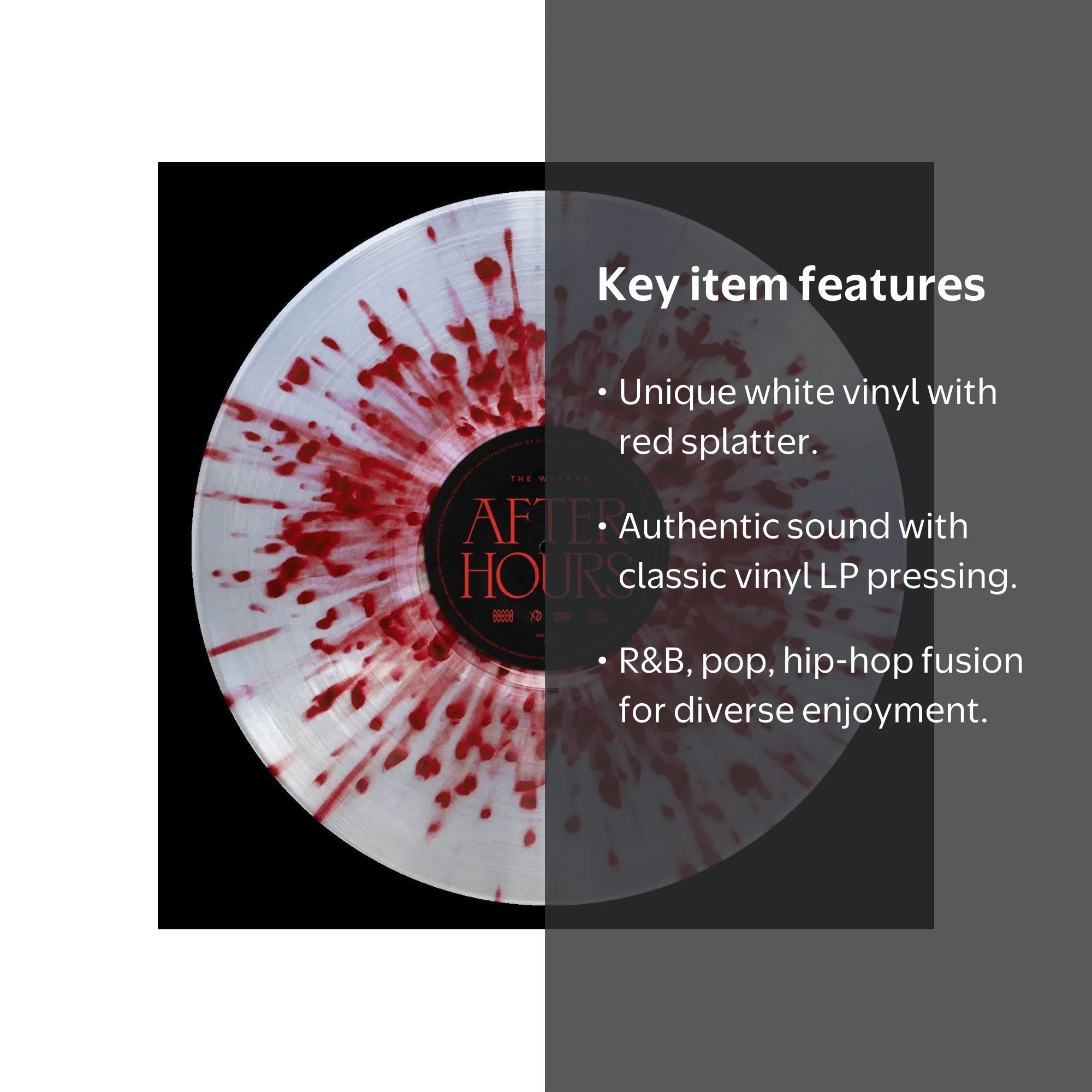 Xo Records, Vinyl LP, After Hours, Double White with Red Splatter