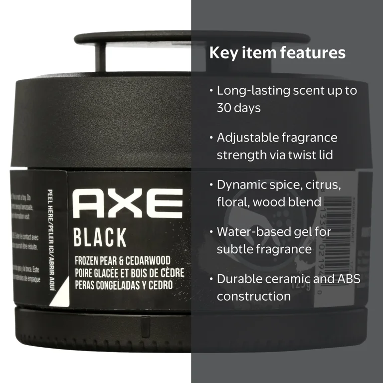 AXE Gel Can Car Air Freshener (Black Scent, 1 Pack) - Walmart.com
