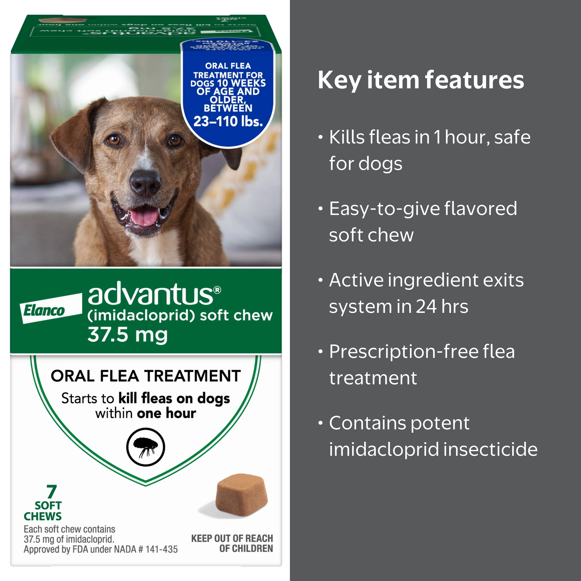 Advantus Chewable Flea Treatment for Dogs, Large Extra Large