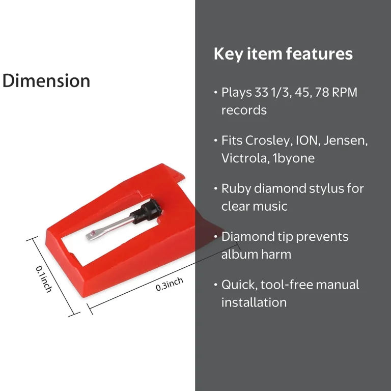 TSV Diamond Stylus Record Player Needle, 3 Pcs Turntable