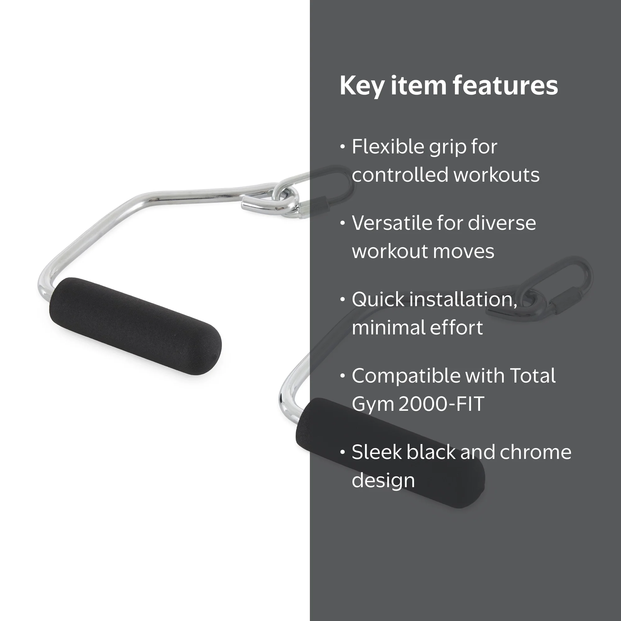 Total Gym Chrome Handles, Open-Ended Grip Attachments, Ergonomic