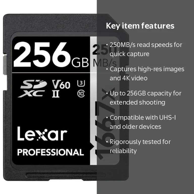 Lexar, SDXC UHS-II Card, 256GB, High-Speed Transfer - Walmart.com