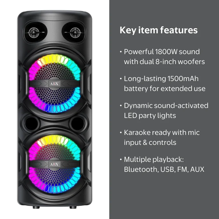 Audiobox ABX-286R Portable Bluetooth Speaker – Dual 8” Woofers