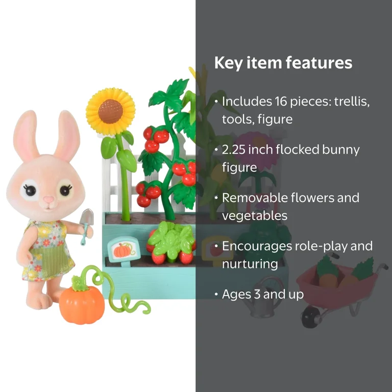 Honey Bee Acres Time to Garden Playset with Bunny Figure, 16