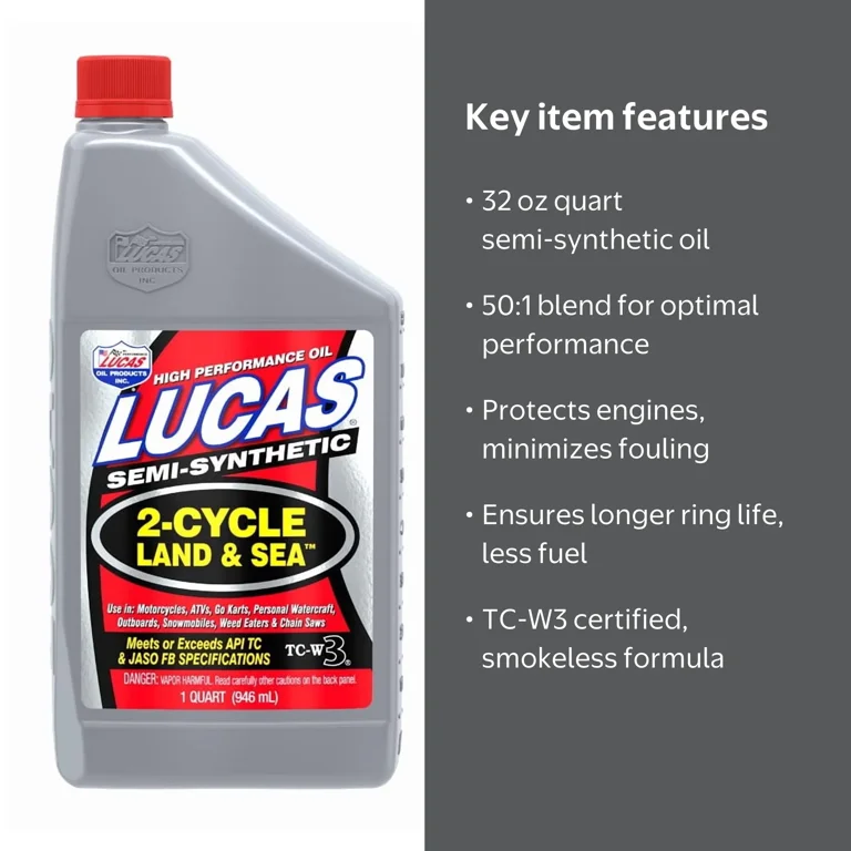 Lucas Land & Sea Synthetic Blend 2-Cycle Engine Oil 32oz Quart