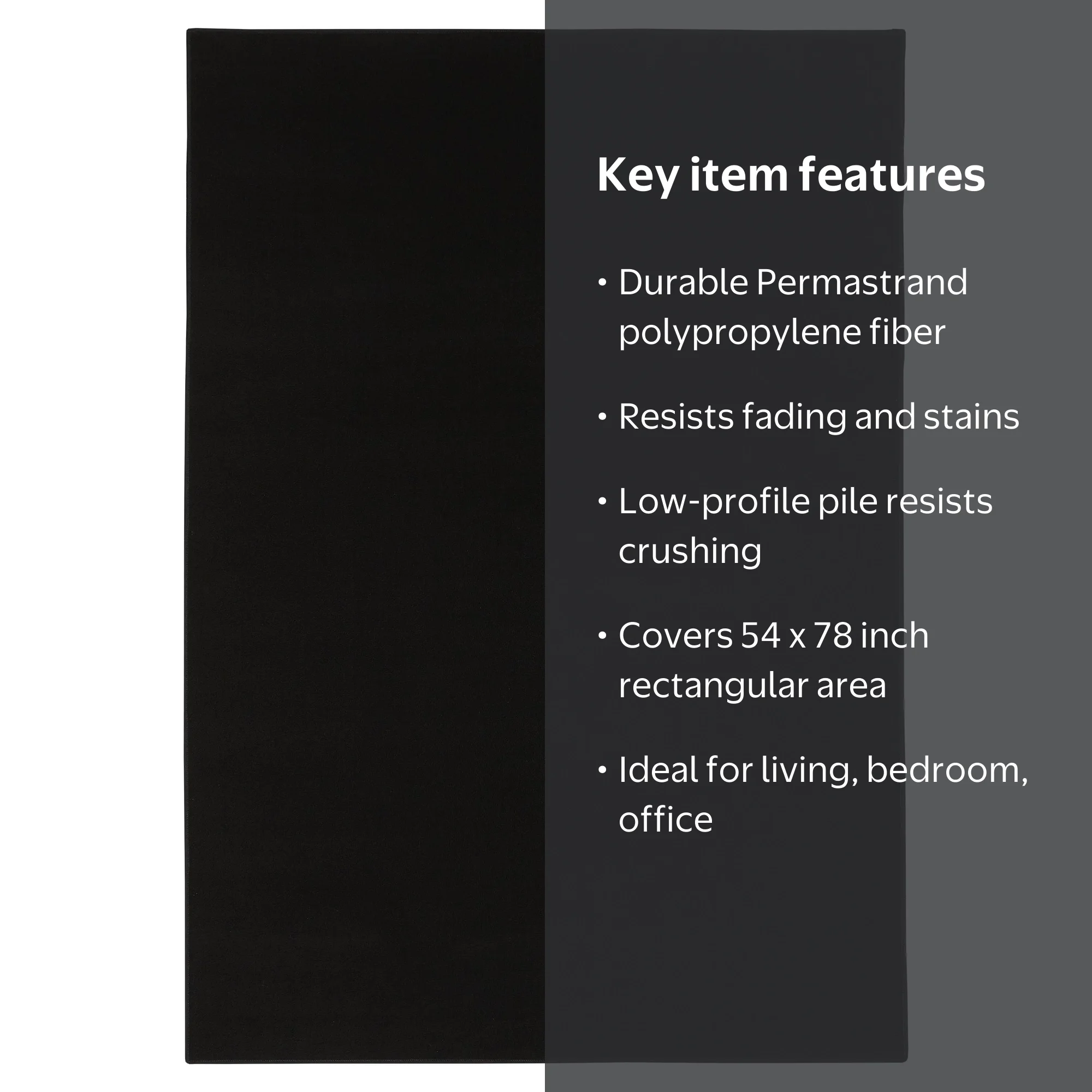 【未使用】電磁波本舗「ROOM SMARTER」カーボンブラック Mainstays Black Area Rug, 54
