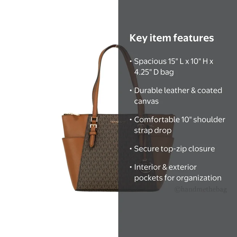 Michael Kors Women's Leather Logo Handbag, Brown, 15