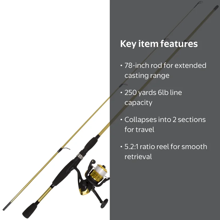 Wakeman, Fishing Rod and Reel Combo, 78-Inch Medium Action, Gold