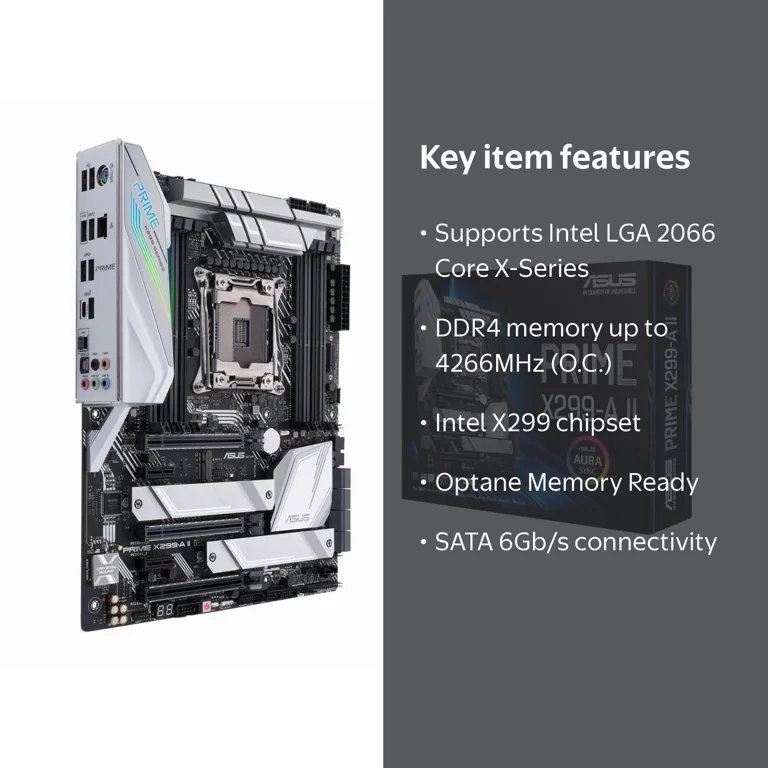 ASUS Prime X299-A II LGA 2066 Intel X299 SATA 6Gb/s CPU ASUS Prime X299-A II LGA 2066 Intel X299 SATA 6Gb/s CPU