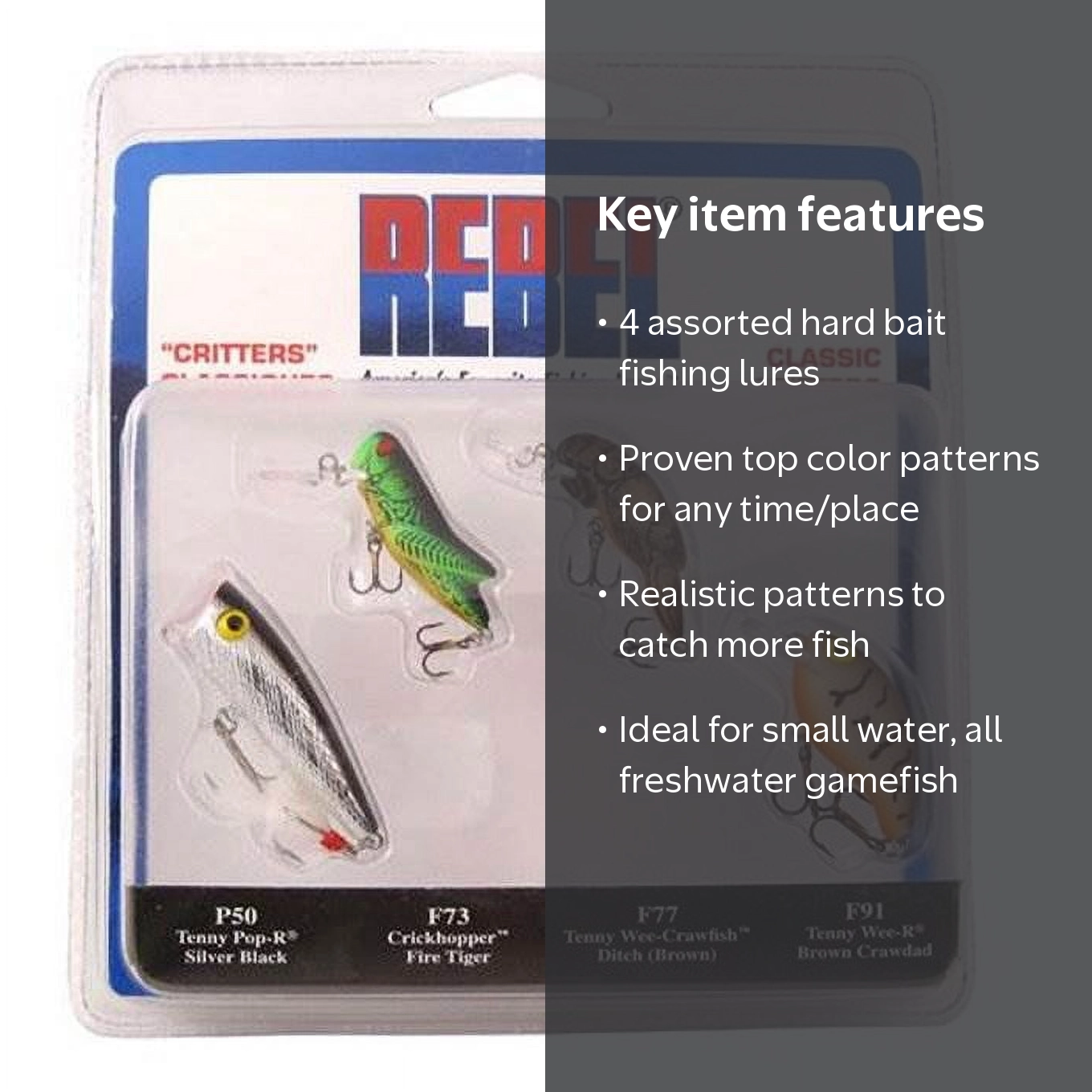 Rebel, Fishing Lure Hard Bait 4 Pack, Assorted Colors - Walmart.com